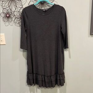 Elegant Charcoal Ruffle Hem Tunic